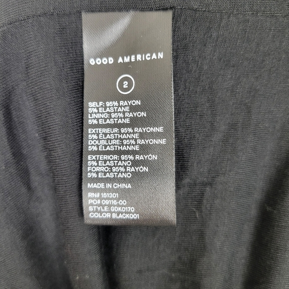 NWT Good American Ruched Adjustable Slit Maxi Dress Size Medium (2) in Black - Picture 12 of 14